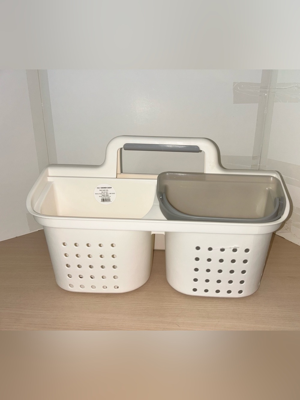 Target White 2-in-1 Shower Caddy with Gray Handle